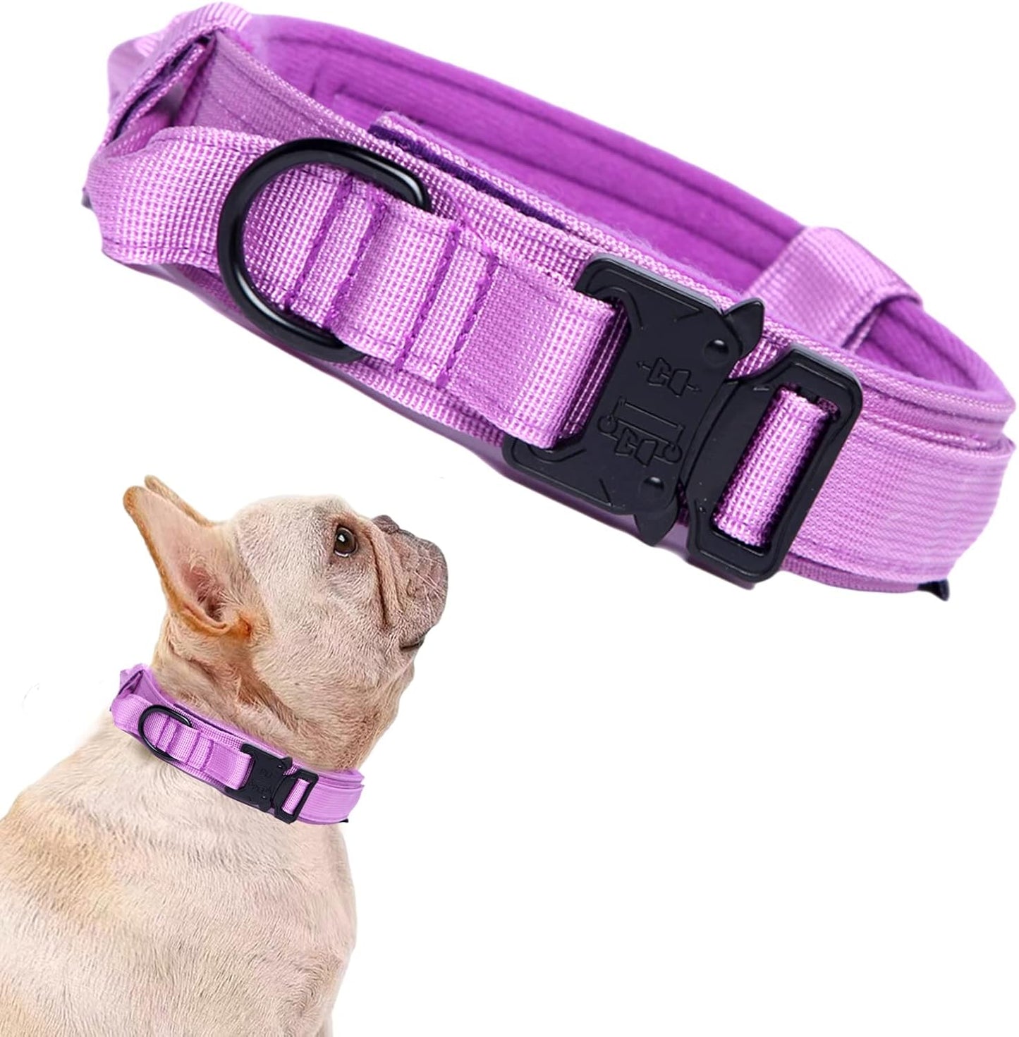 Tactical Dog Collar Adjustable Military Nylon Dog Collar with Control Handle and Heavy Duty Metal Buckle for Medium and Large Dogs (Brown,M)