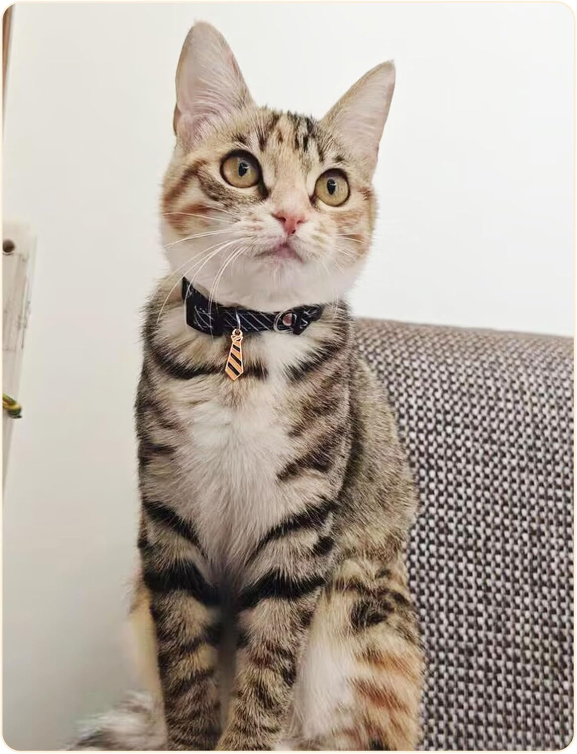 3 Pack Classic Stripes Cat Collars - Breakaway Kitten Collar and Adjustable 7.8-11.8 In，Cute Neckties Kitty Collar for Wedding Formal and Party