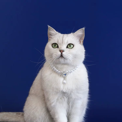 Wholesale Dog Cat Pearl Necklace Jewelry Diamond Pendant Adjustable Luxury Pet Collar Wedding Birthday Prom Costume Accessories