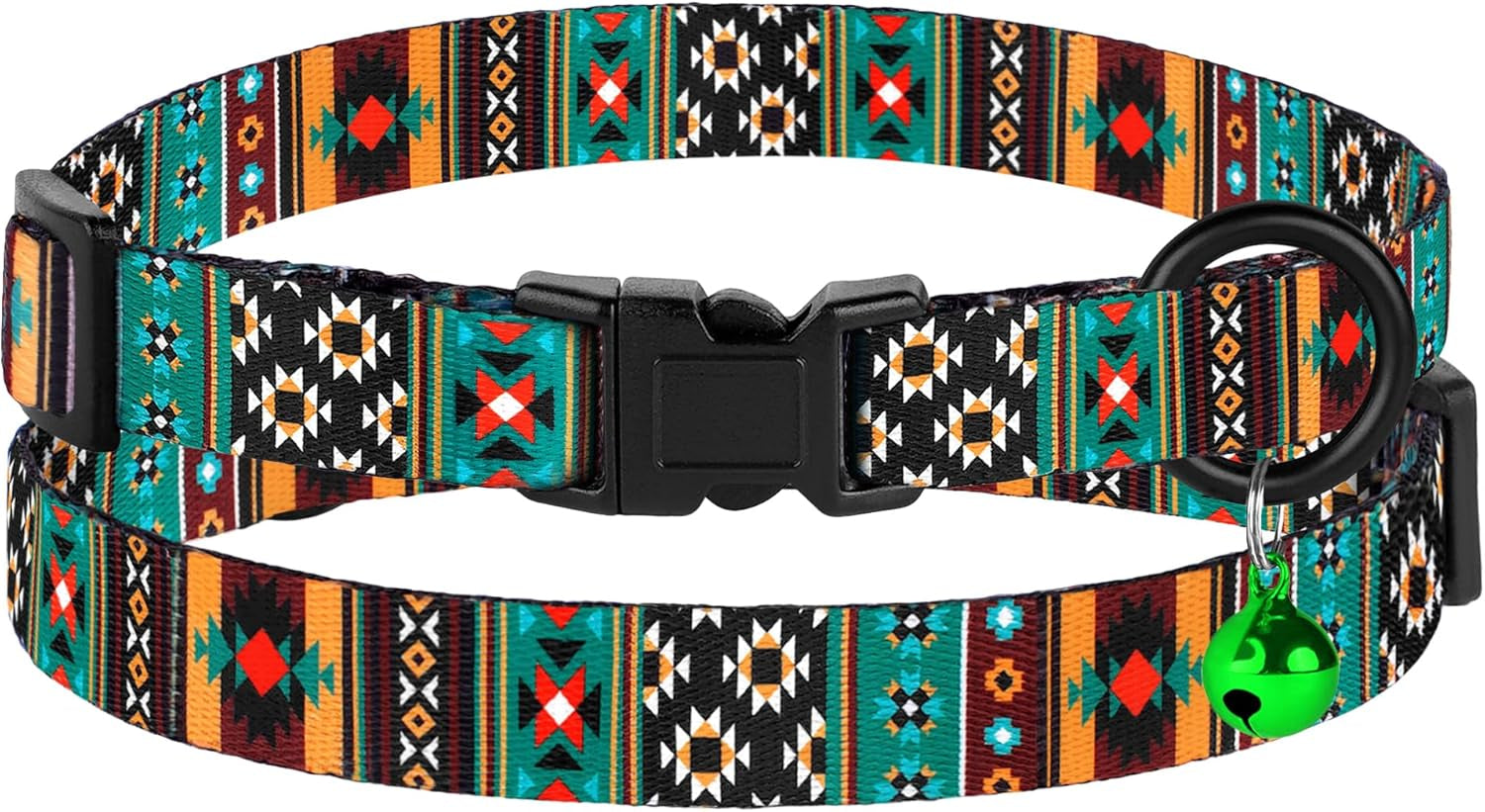 Cat Collars 2 Pack - Soft Cute Breakaway Collar with Bell, Adjustable Safety Kitten Collars for Girl & Boy Cats – Comfortable Stylish Patterned Print Lightweight (Tribal + Southwest)