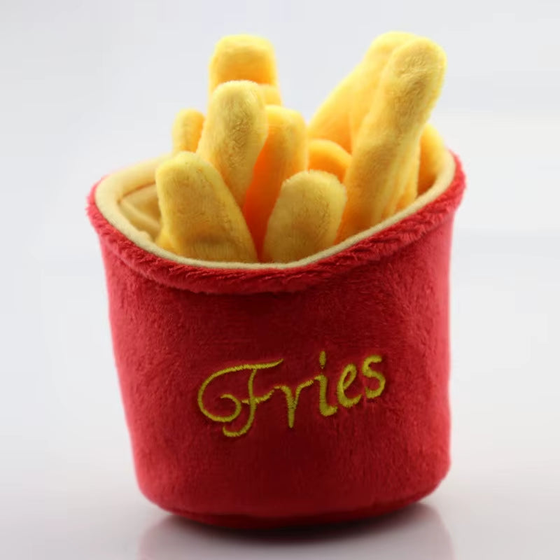 1PC Dog Chew Toy Separate Combination Food Toy with Sound Hamburger Chicken Leg French Fries Pet Toy