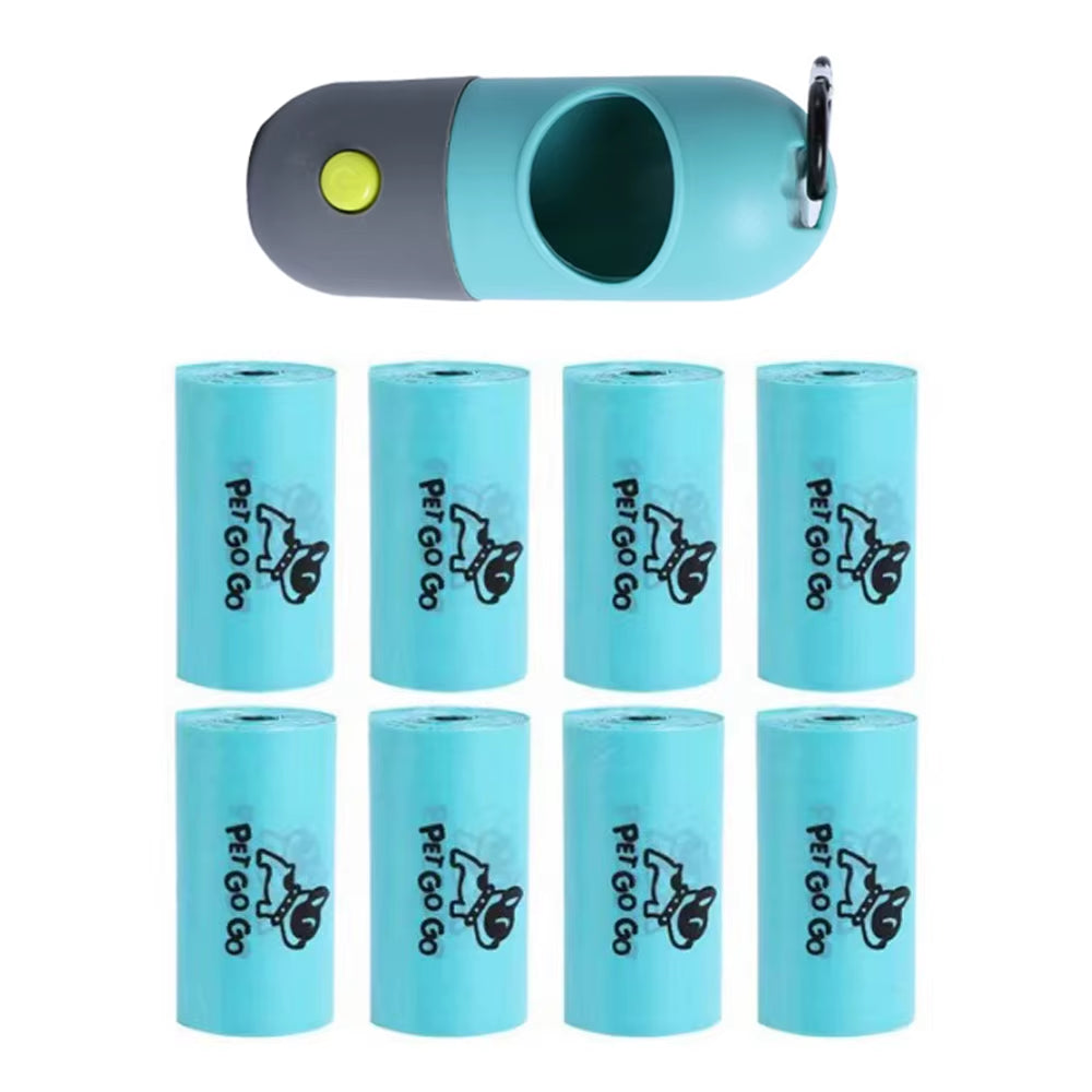 Pet Dog Poop Bag Dispenser with Hanging Hook Portable Travel Garbage Bags Pick Dog Poop Pet Cleaning Equipped with Led Lighting