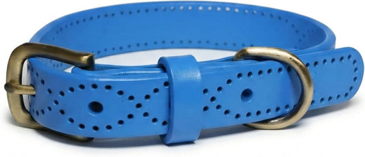 Genuine Leather Dog Collar - Perforated, Quick Release Buckle,