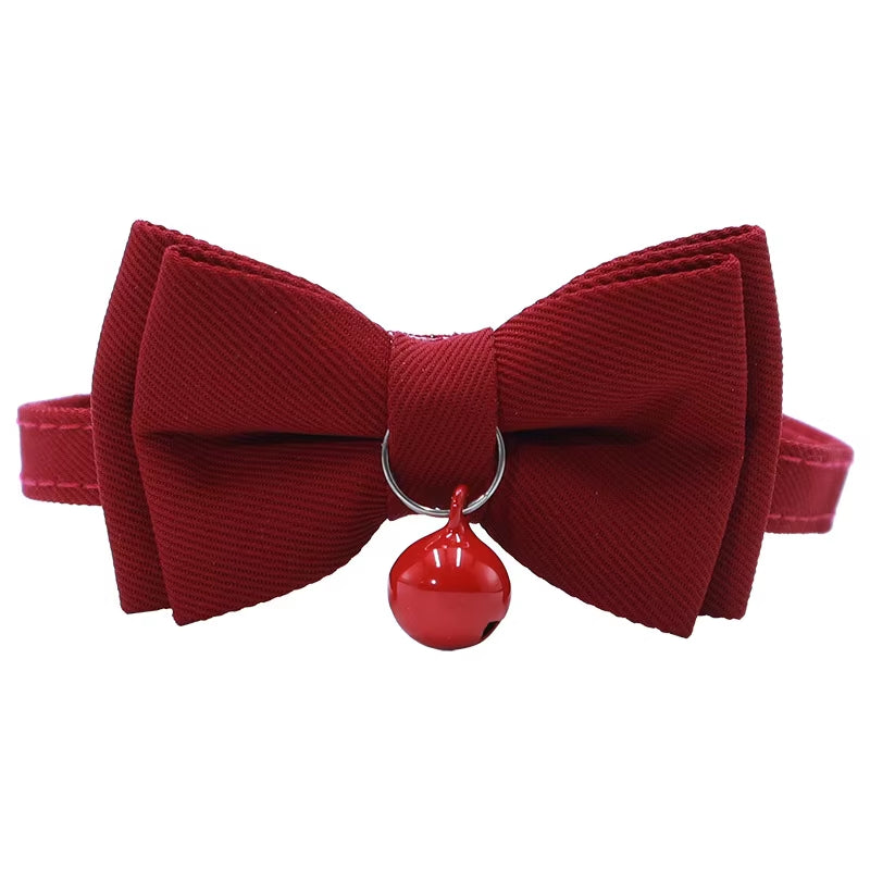 Red Bow Adjustable Cat Collar, Flower Heart Pendant Pet Collar, Gorgeous Retro Cat Collar,Christmas Wedding Pet Accessories