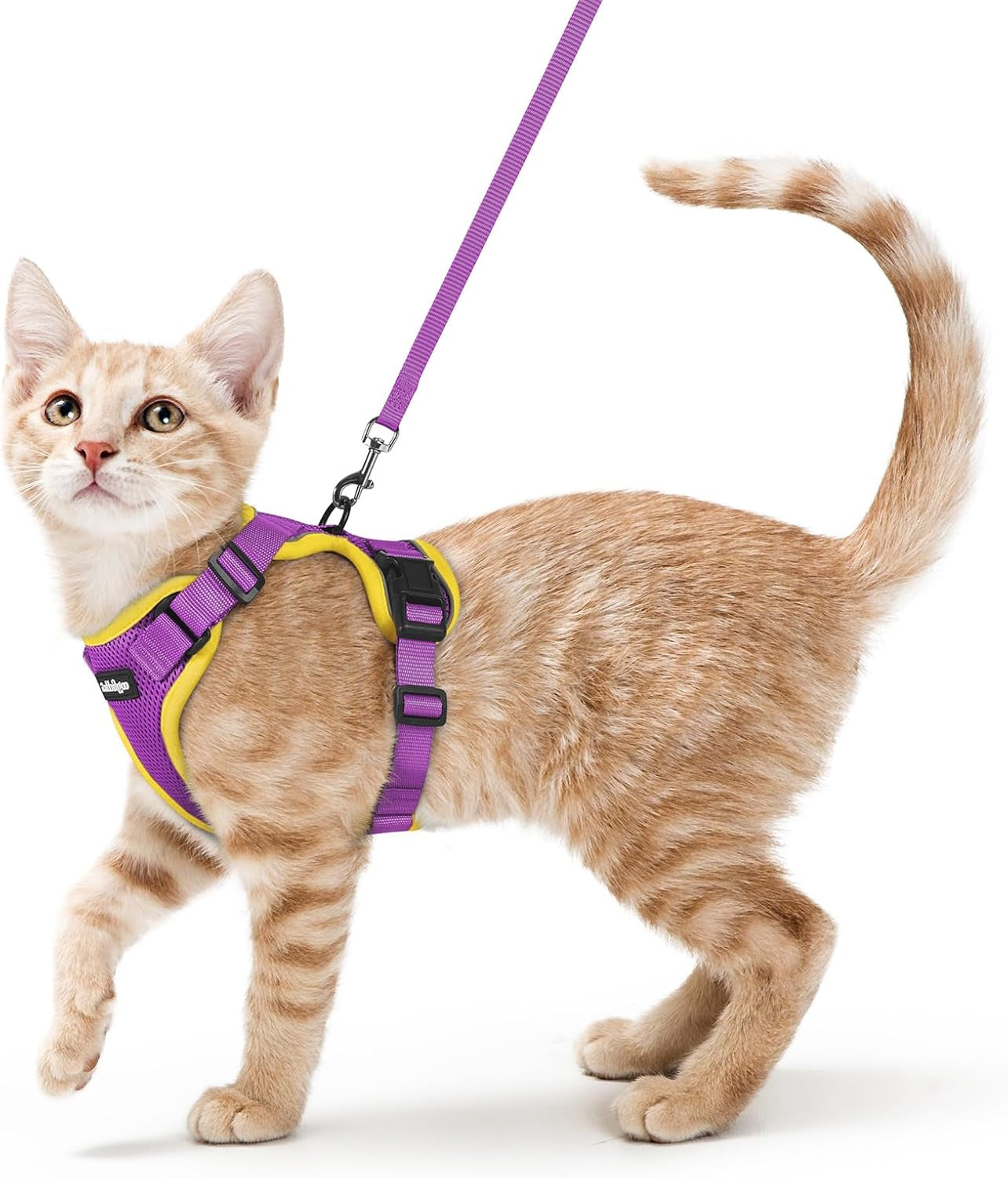 Cat Harness and Leash for Walking, Escape Proof Soft Adjustable Vest Harnesses for Cats, Easy Control Breathable Reflective Strips Jacket, Black, XS