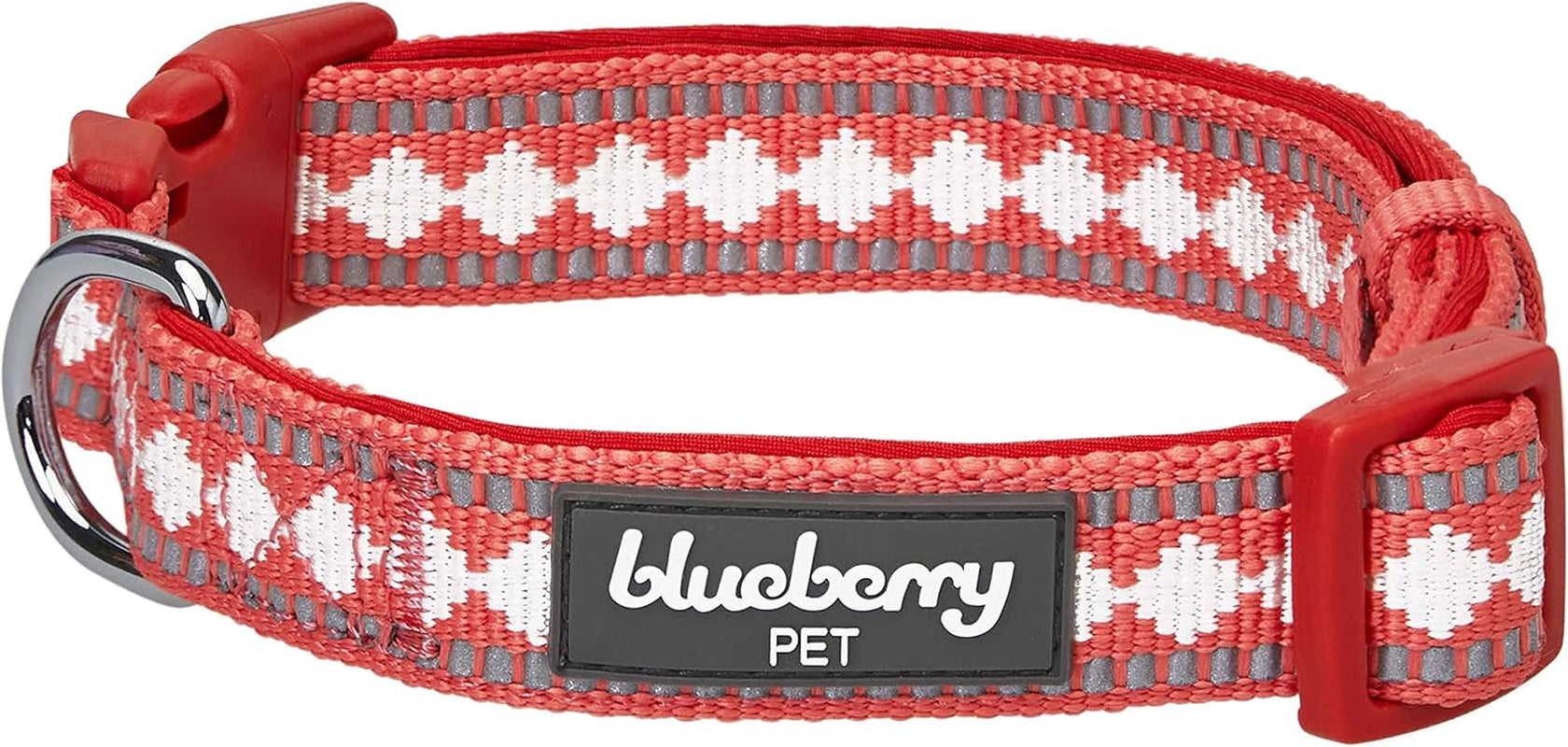 Reflective Jacquard Dog Collar with Neoprene Padding & Metal Buckle | Soft & Adjustable Safety Collar - Olive, Neck 13-16.5", for Medium Breed