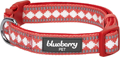 Reflective Jacquard Dog Collar with Neoprene Padding & Metal Buckle | Soft & Adjustable Safety Collar - Olive, Neck 13-16.5", for Medium Breed