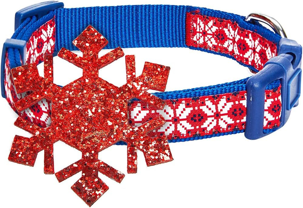 Polka Dots Christmas Dog Collar, Large, Adjustable 18"-26" Neck, Holiday Dog Collar with Bow for Large Dogs