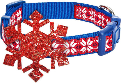 Polka Dots Christmas Dog Collar, Large, Adjustable 18"-26" Neck, Holiday Dog Collar with Bow for Large Dogs