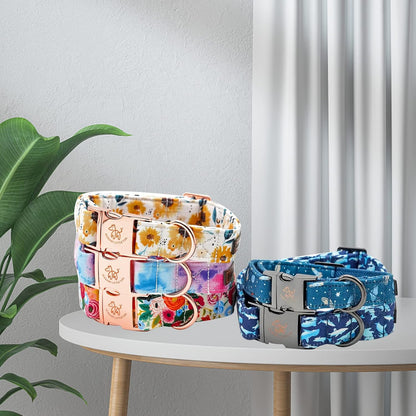 Dog Collar, Sunflower Pattern Pet Collar Durable Cute Dog Collars Summer Fall Female Pet Gift Adjustable Dog Collar for Medium Dogs