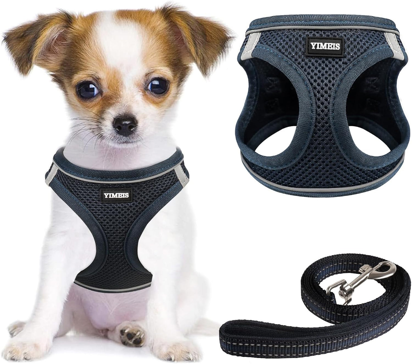 Dog Harness and Leash Set, No Pull Soft Mesh Pet Harness, Reflective Adjustable Puppy Vest for Small Medium Large Dogs, Cats (Pink, X-Small (Pack of 1)