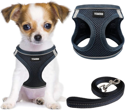Dog Harness and Leash Set, No Pull Soft Mesh Pet Harness, Reflective Adjustable Puppy Vest for Small Medium Large Dogs, Cats (Pink, X-Small (Pack of 1)