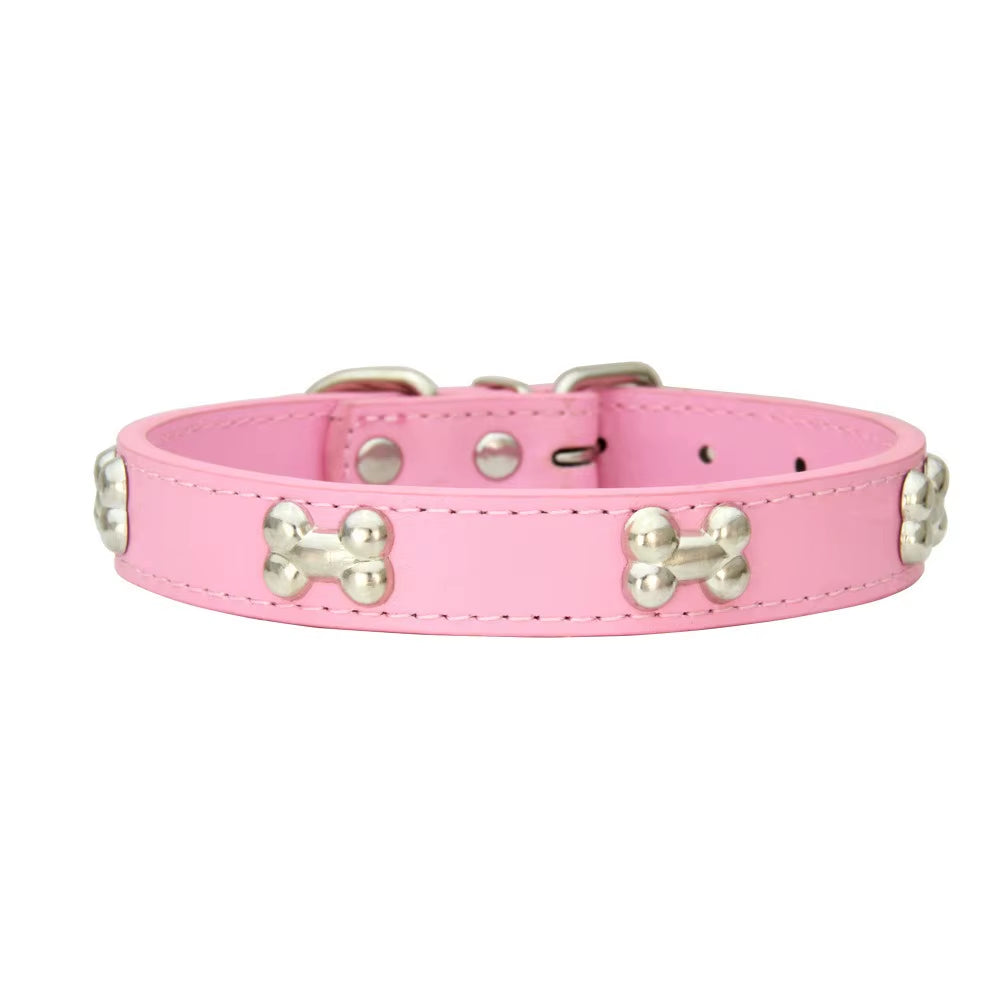 New Bone Leather Durable Pet Dog Collars Puppy Pug Collars for Small Large Dog Puppy Neck Collar GXQ13