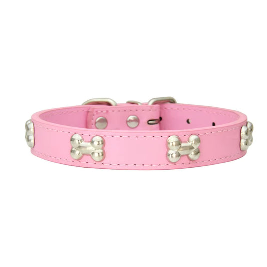 New Bone Leather Durable Pet Dog Collars Puppy Pug Collars for Small Large Dog Puppy Neck Collar GXQ13