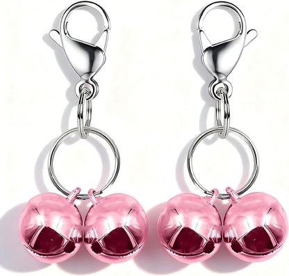 4 Sets Cat Bell for Dog Collar Charm Trainingpet Pendant Accessories with 2 Pack Stainless Steel Dog Tag Clips(2 Medium Silver)