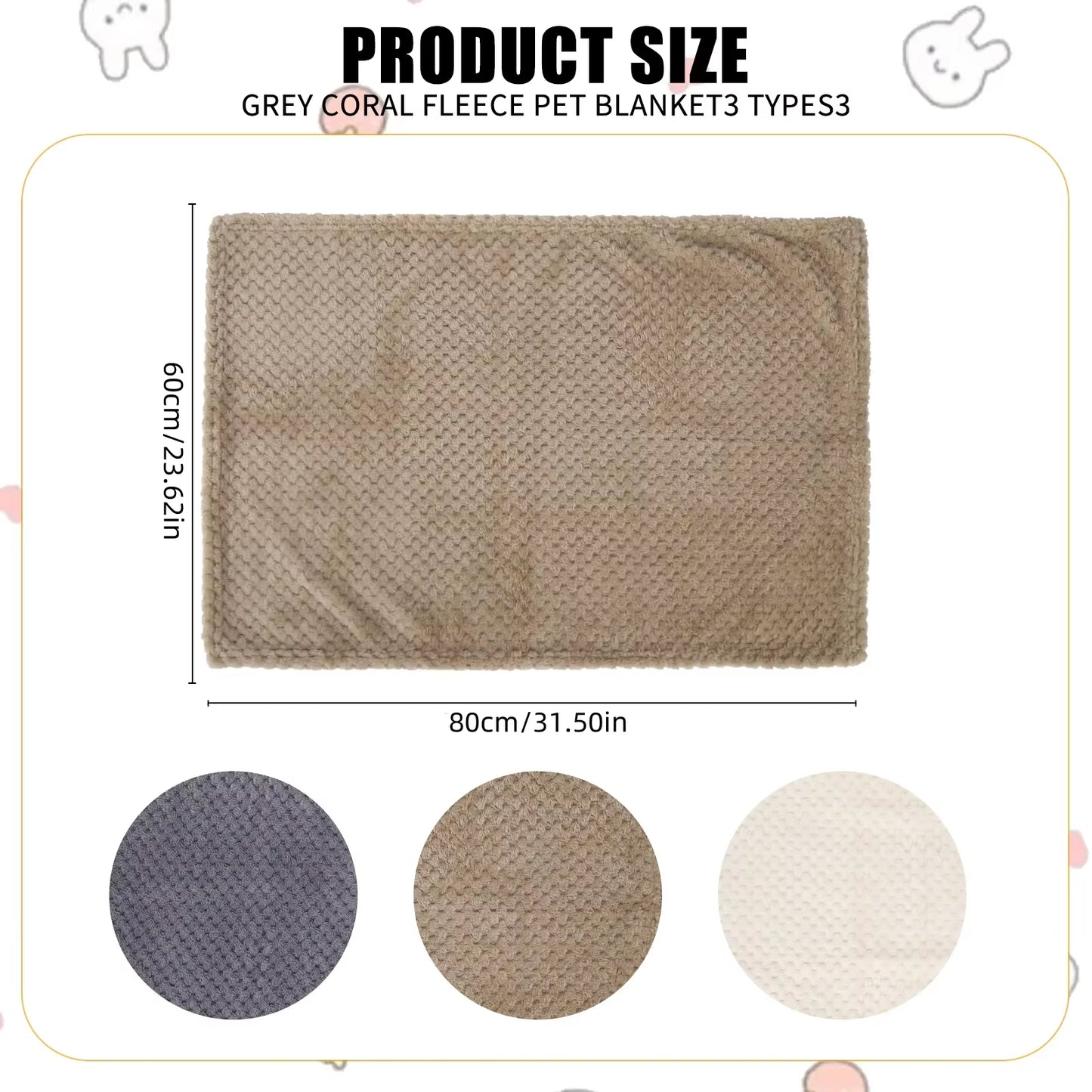 Soft Pet Blanket Plush Dog Sleeping Blanket Solid Color Washable Sofa Pad Portable Warm Cat Bed Blanket Home Carpet for Winter
