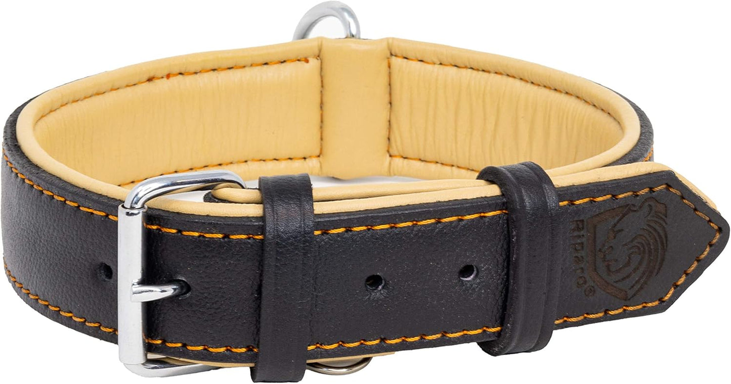 Riparo Large Dog Collar, Red Dog Collar for Large Breeds, Dog Collar Boy with Dog Tag Holder (L: 1.5" Wide for 17"-21" Neck, Red)