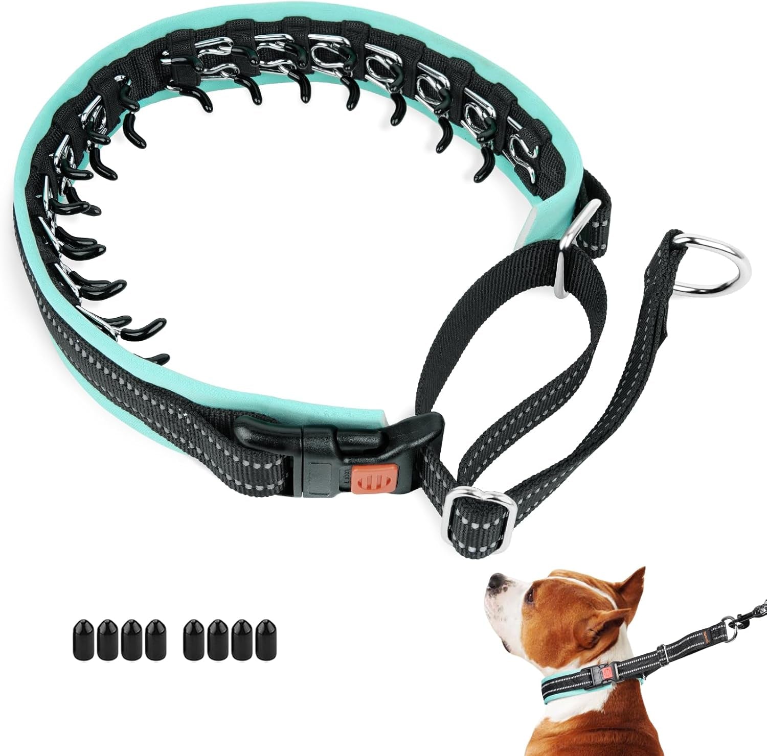 No Pull Dog Collar, Patented Martingale Collar for Small Medium Large Dogs with Buckle and Heavy Duty Nylon for Walking Training Hunting, Safe and Easy to Use(M, Green)