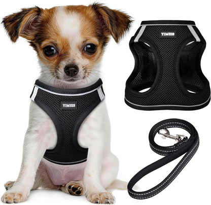 Dog Harness and Leash Set, No Pull Soft Mesh Pet Harness, Reflective Adjustable Puppy Vest for Small Medium Large Dogs, Cats (Pink, X-Small (Pack of 1)