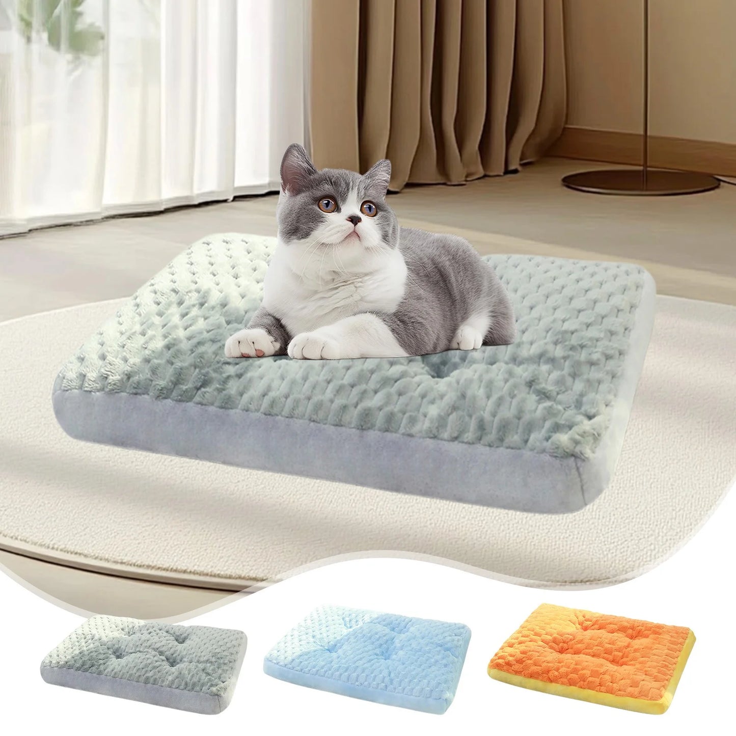 Orthopedic Pet Bed for Dogs and Cats with Thick Padding and Removable Cover,All-Season Comfort Sleeping Mat for Small Medium Pets,Non-Slip Bottom and Breathable Fabric for Home Use