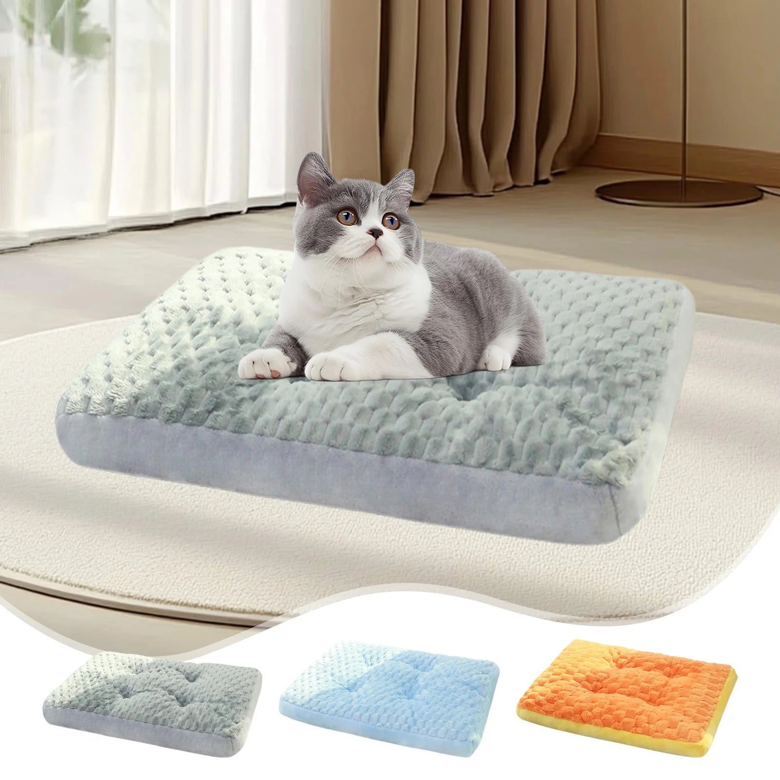 Orthopedic Pet Bed for Dogs and Cats with Thick Padding and Removable Cover,All-Season Comfort Sleeping Mat for Small Medium Pets,Non-Slip Bottom and Breathable Fabric for Home Use