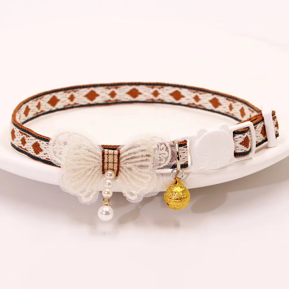 8 Colors Cute and Versatile Adjustable Durable with Bells Pet Collars Necklaces Positioning Pets Cats Dogs Party Photos Props
