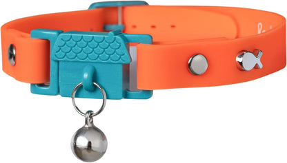 Tangerine Cat Collar with Bell. Breakaway Collar. Won'T Rub Fur. Lightweight, Soft & Comfy