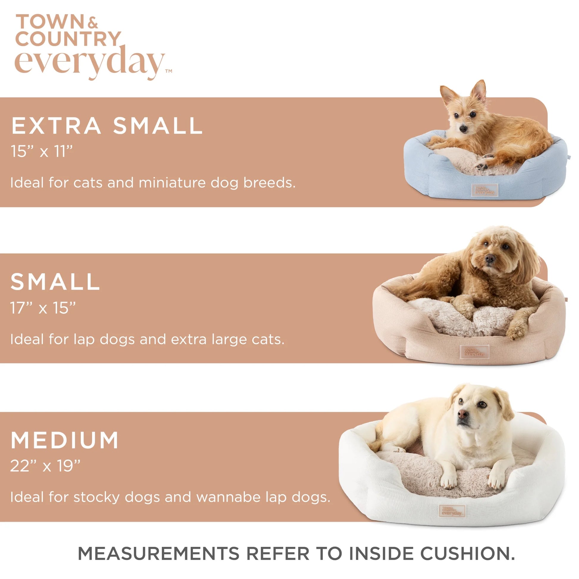 EVERYDAY Cuddletown Faux Linen Comfy Cozy Cuddler Pet Bed, Supportive & Calming Egg Crate Foam, Water Repellent, Non-Slip Bottom, Machine Washable Cover, Grey, Medium 28"X26"X8"