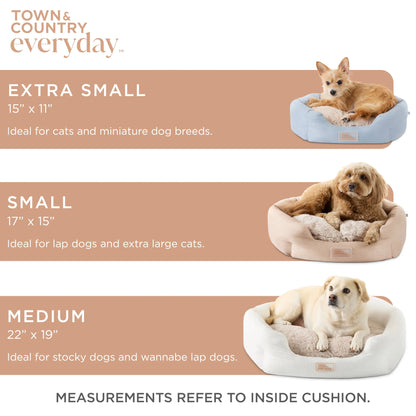EVERYDAY Cuddletown Faux Linen Comfy Cozy Cuddler Pet Bed, Supportive & Calming Egg Crate Foam, Water Repellent, Non-Slip Bottom, Machine Washable Cover, Grey, Medium 28"X26"X8"