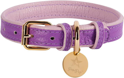 Genuine Leather Collar with Buckle for Dogs - Handmade, Adjustable & Soft - Brown | Light Pink - Medium (12.5-15.7 In)