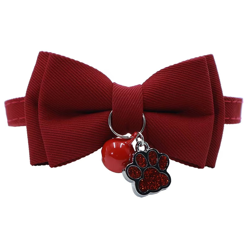 Red Bow Adjustable Cat Collar, Flower Heart Pendant Pet Collar, Gorgeous Retro Cat Collar,Christmas Wedding Pet Accessories