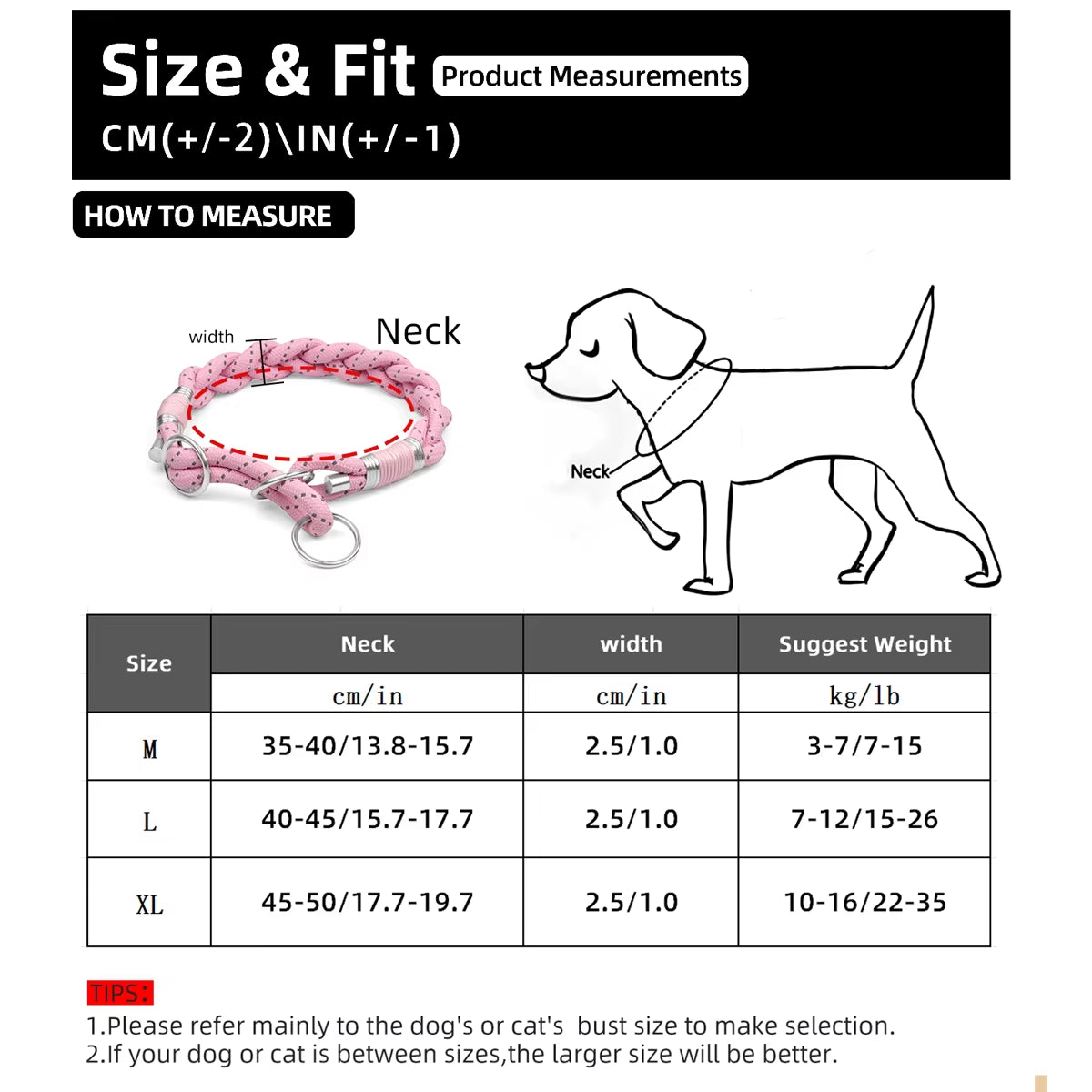 Braid Twisted Design Collar for Dog Strong Solid with Reflective Effect Pet Collars Sky Blue and Pink Colors New Training Collar