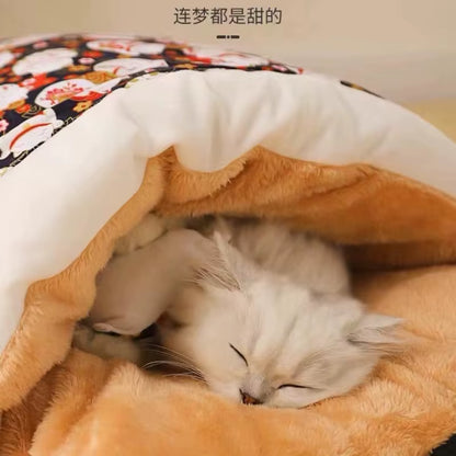Kawaii Removable Cats Bed House Home Supplies Products for Adult Cats Large Pet Dog Bed Cat'S House Cave Comfortable Food Cute
