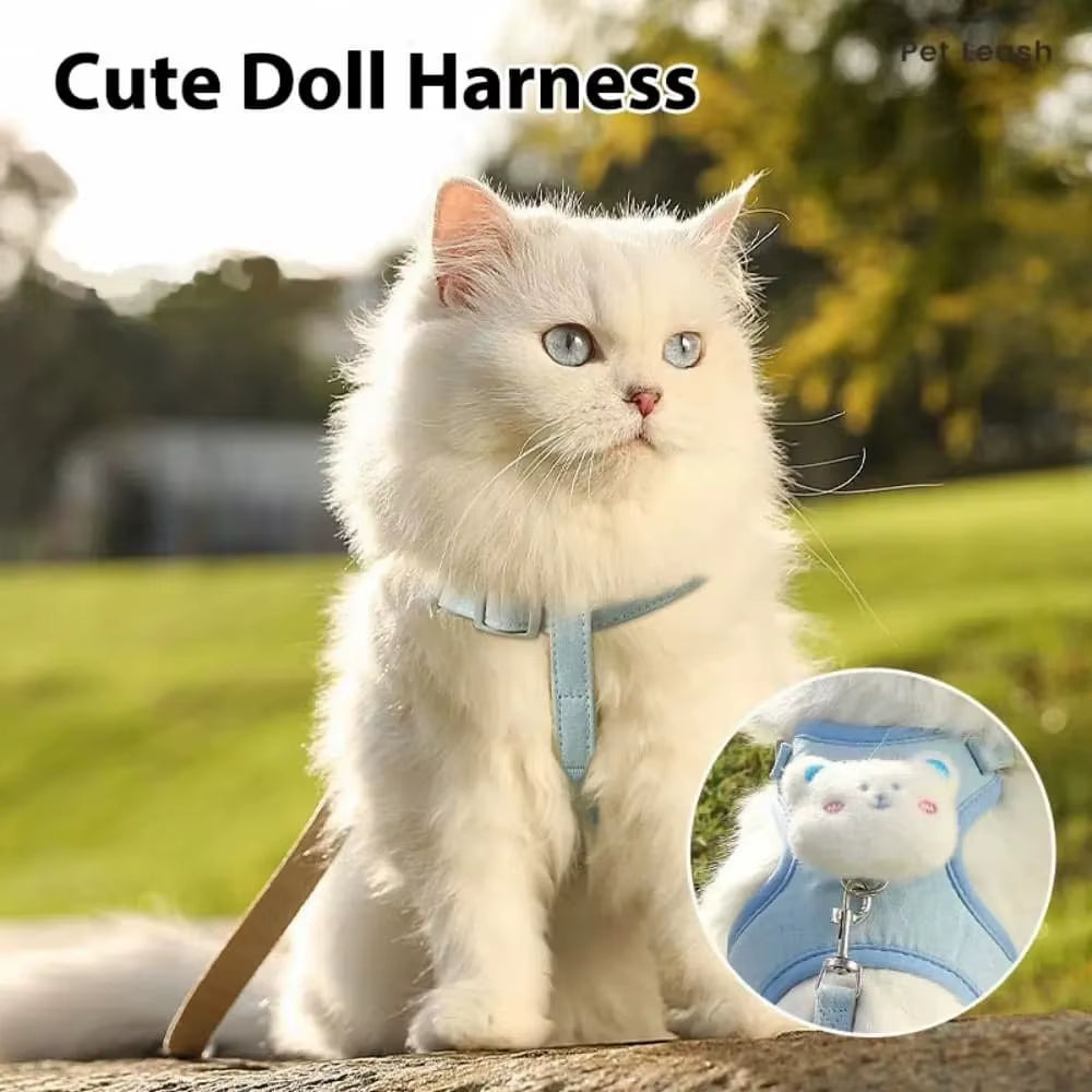 Summer Cute Animal Harness Leash Set Breathable Anti-Lost Dog Chest Straps Cartoon Adjustable Pet Walking Harnesses Lead Pet