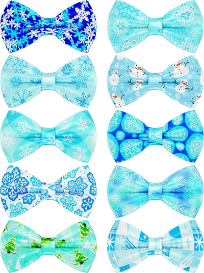 10 Pack Plaid Small Dog Bow Ties Sliding Collar Attachments Puppy Cats Classic Bowties for Medium Dogs Rainbow Bowknots Christmas Party Holiday Pet Grooming Accessories(Small)