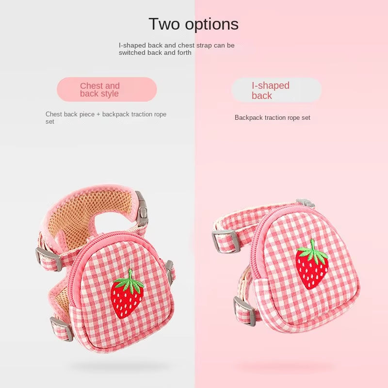 Cat Harness with Backpack Prevent Break Free Breathable Chest Strap Pet Traction Rope Set Teddy Mini Dog Walking Pet Supplies