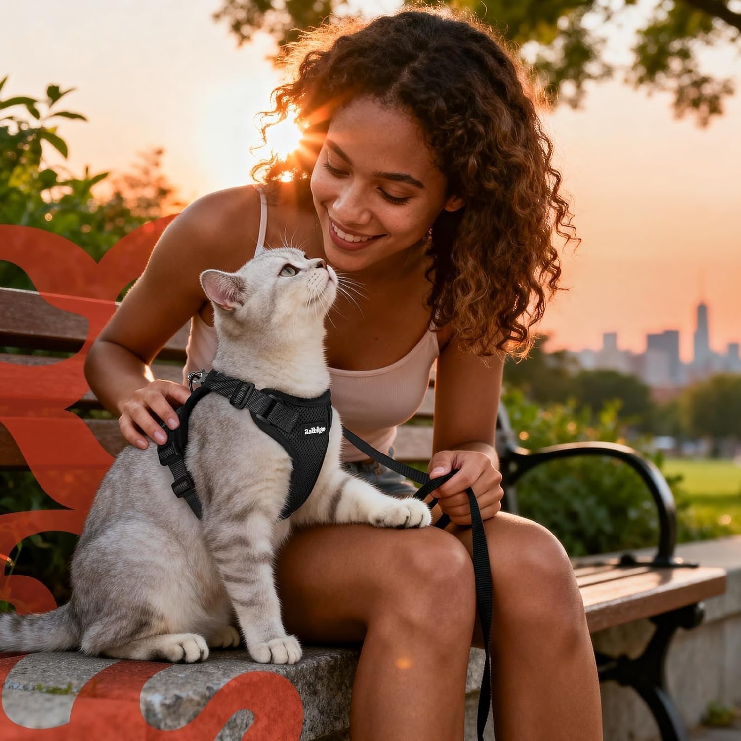 Cat Harness and Leash for Walking, Escape Proof Soft Adjustable Vest Harnesses for Cats, Easy Control Breathable Reflective Strips Jacket, Black, XS