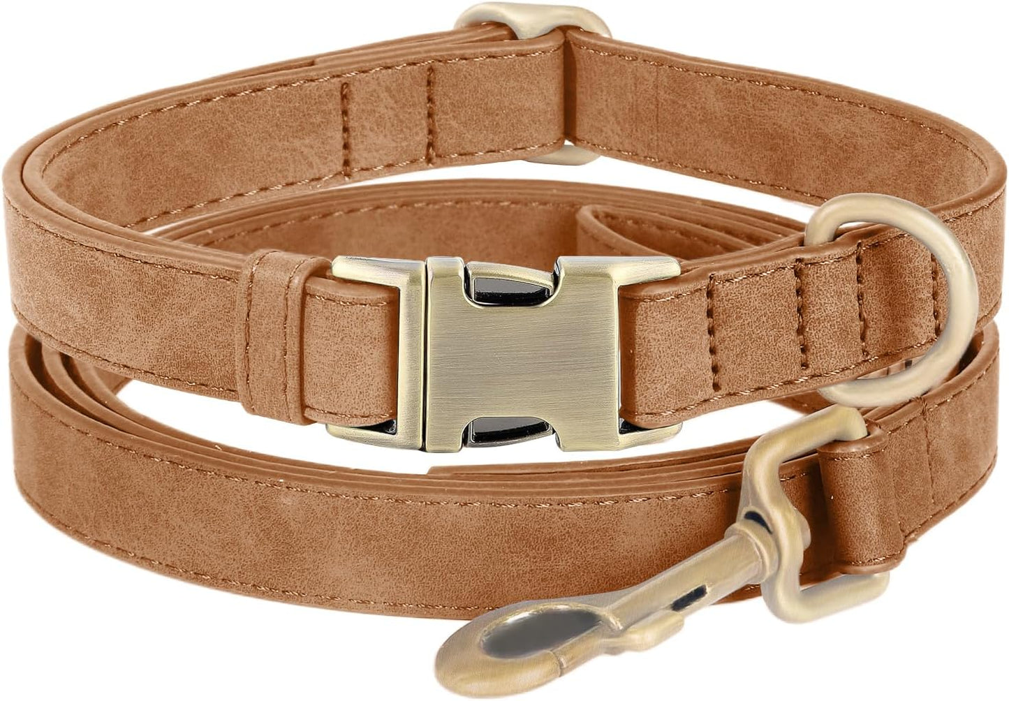 Genuine Leather Dog Collar - Adjustable Pet Collar with Quick Release Metal Buckle, Soft Skin Friendly Real Leather Collar for Small, Medium, Large Dogs (Dark Green Collar + Rope, M：Fit 12-20" Neck)