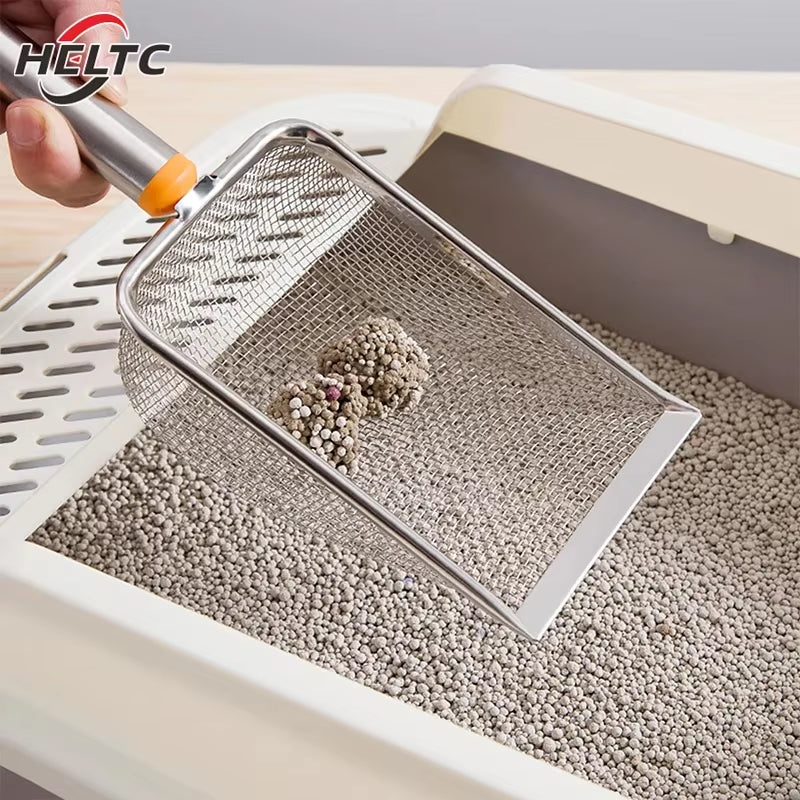1Pcs Stainless Steel Fine Mesh Cat Litter Scoop Easy to Clean Non-Stick Shovel for Reptiles Sand Efficient Durable Litter Scoop