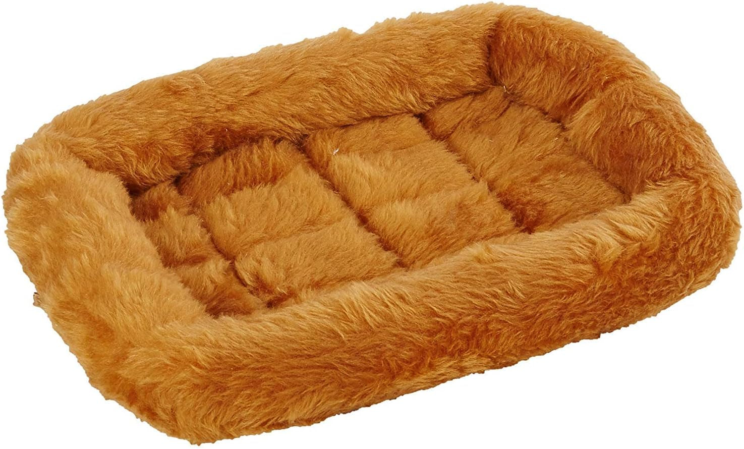 Cozy Gray Faux Fur Bolster Dog Bed - Ultra-Soft, Machine Washable, Perfect for XXS Dogs and Cats in 18-Inch Crates and Carriers