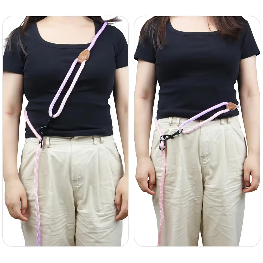 Hands Free Dog Leash Multifunctional Dog Running Leash for Dog Walking Adjustable Crossbody Dogs Training Nylon Double Leashes