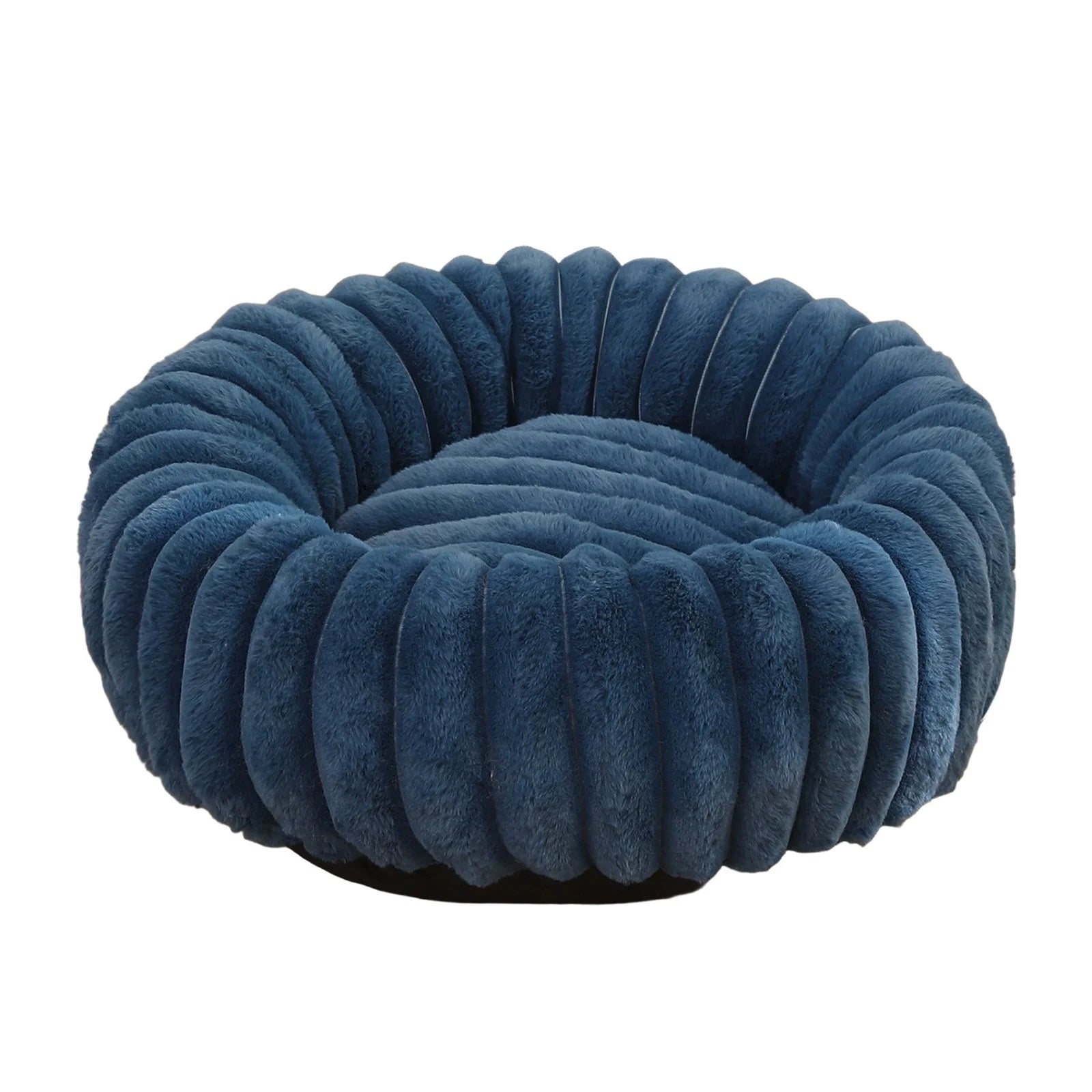 High Pile Plush round Pet Bed Kennel Mat Extra Warm Dog Cat Bed with Raised Edge for Small Medium Pets