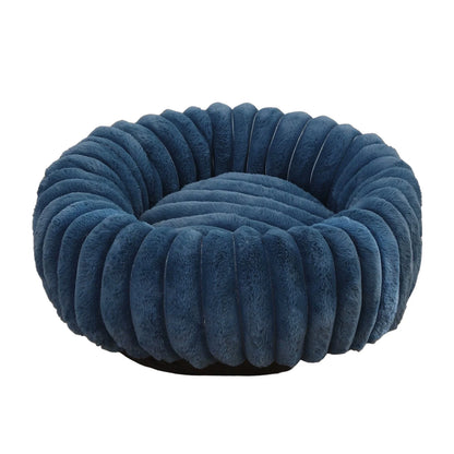 High Pile Plush round Pet Bed Kennel Mat Extra Warm Dog Cat Bed with Raised Edge for Small Medium Pets