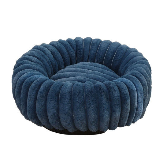 High Pile Plush round Pet Bed Kennel Mat Extra Warm Dog Cat Bed with Raised Edge for Small Medium Pets