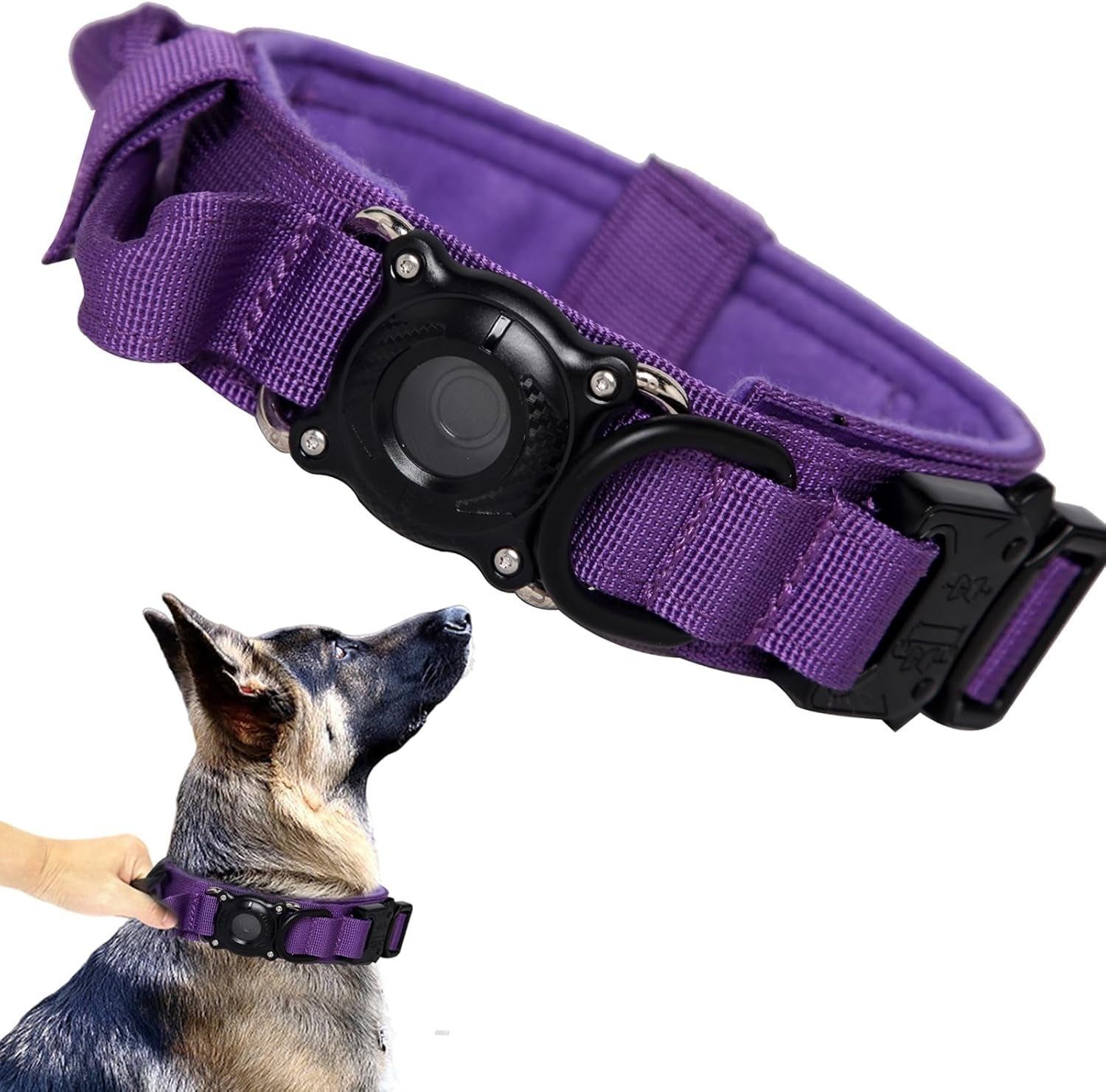 Tactical Dog Collar Adjustable Military Nylon Dog Collar with Control Handle and Heavy Duty Metal Buckle for Medium and Large Dogs (Brown,M)