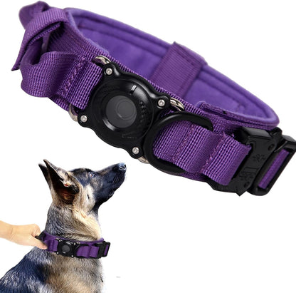 Tactical Dog Collar Adjustable Military Nylon Dog Collar with Control Handle and Heavy Duty Metal Buckle for Medium and Large Dogs (Brown,M)