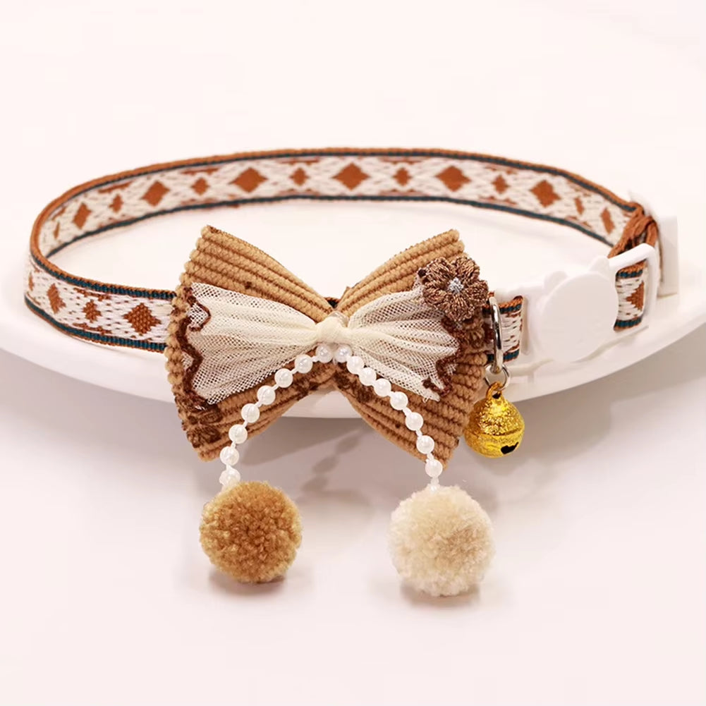 8 Colors Cute and Versatile Adjustable Durable with Bells Pet Collars Necklaces Positioning Pets Cats Dogs Party Photos Props