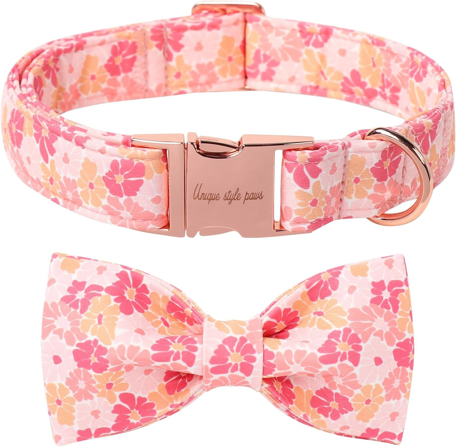 Plaid Dog Collar with Bow Pet Gift Adjustable Soft and Comfy Bowtie Collars for Small Medium Large Dogs