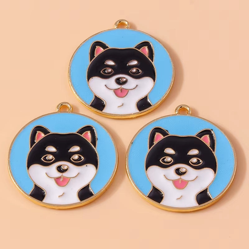 10Pcs Cute Enamel Animal Charms Husky Corgi Bulldog Puppy Dog Pendant for Bracelet Necklace Handmade Jewelry Findings