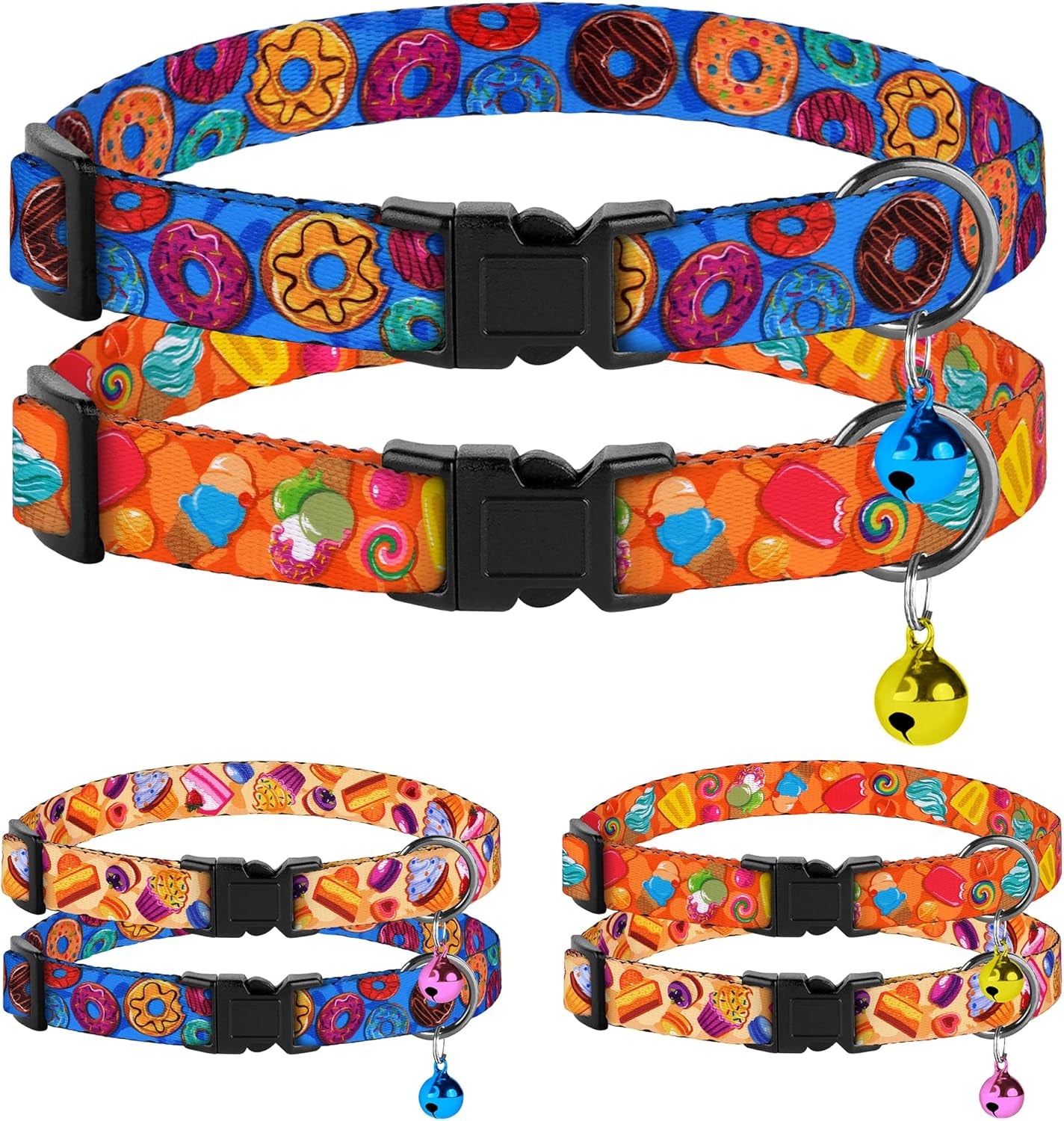 Cat Collars 2 Pack - Soft Cute Breakaway Collar with Bell, Adjustable Safety Kitten Collars for Girl & Boy Cats – Comfortable Stylish Patterned Print Lightweight (Tribal + Southwest)